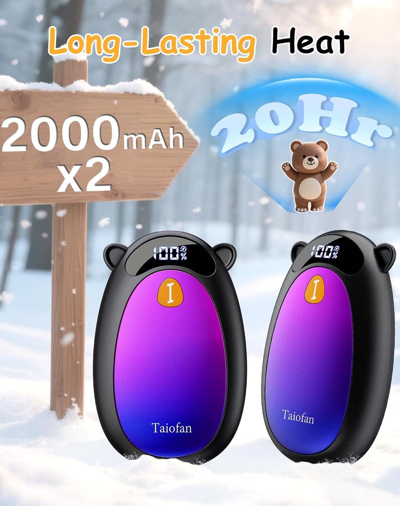 Taiofan Electric Hand Warmers Rechargeable, Cute Bear Design, LED Display, 4 Settings, Fast Heating Portable Pocket Heater Magnetic Handwarmers 2 Pack for Hunting Essentials Camping Gift for Men Women - Image 3